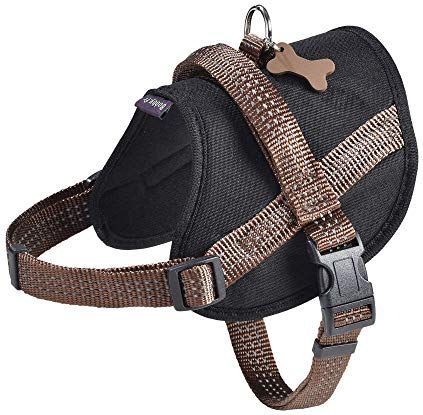 Bobby Easy Safe Hondenharnas met hanger, hondenharnas voor middelgrote en kleine honden, van nylon, veilig, comfortabel, reflecterend, bruin, 48-66 x 2 cm