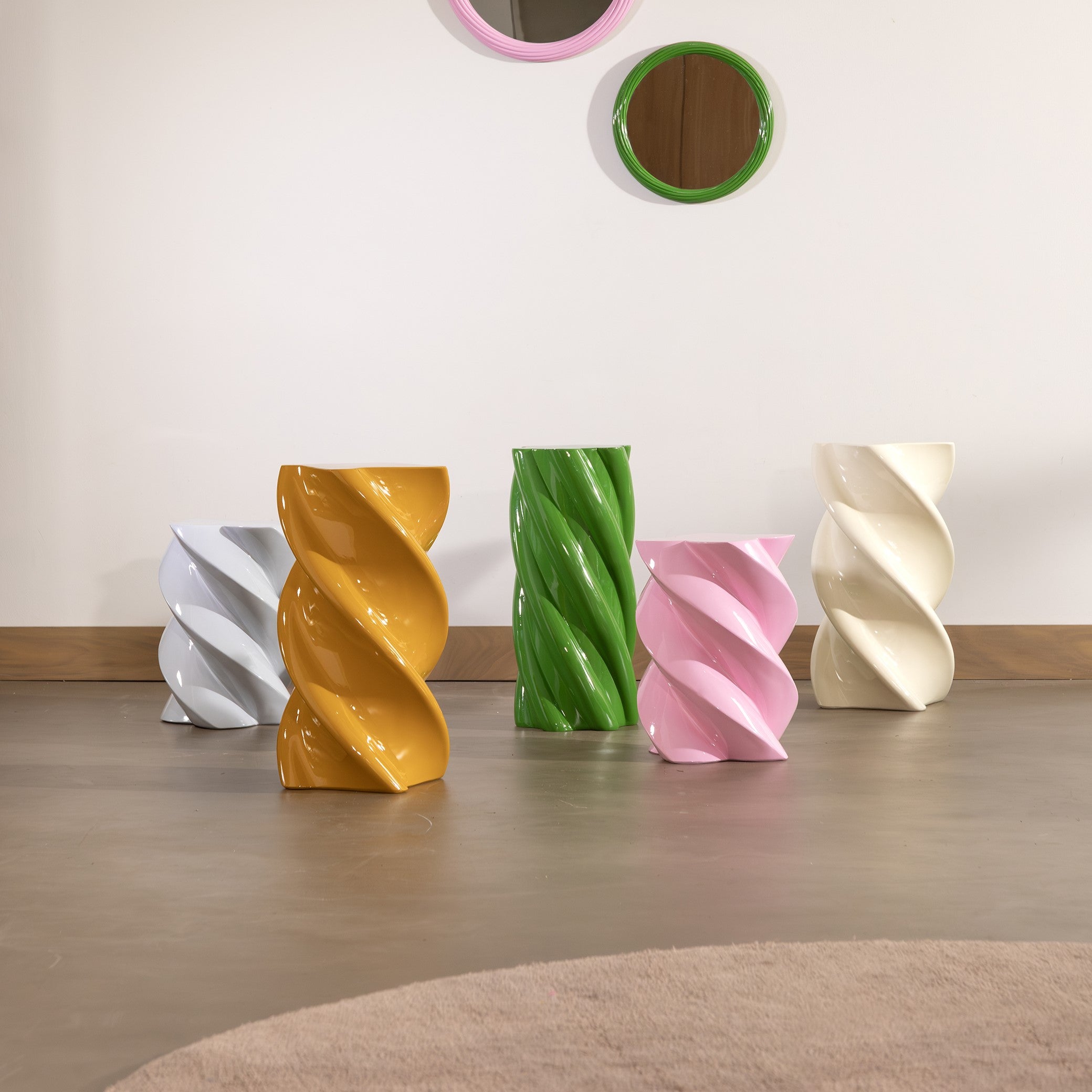 &k amsterdam Pillar Marshmallow Bijzettafel H 54 cm - Oker