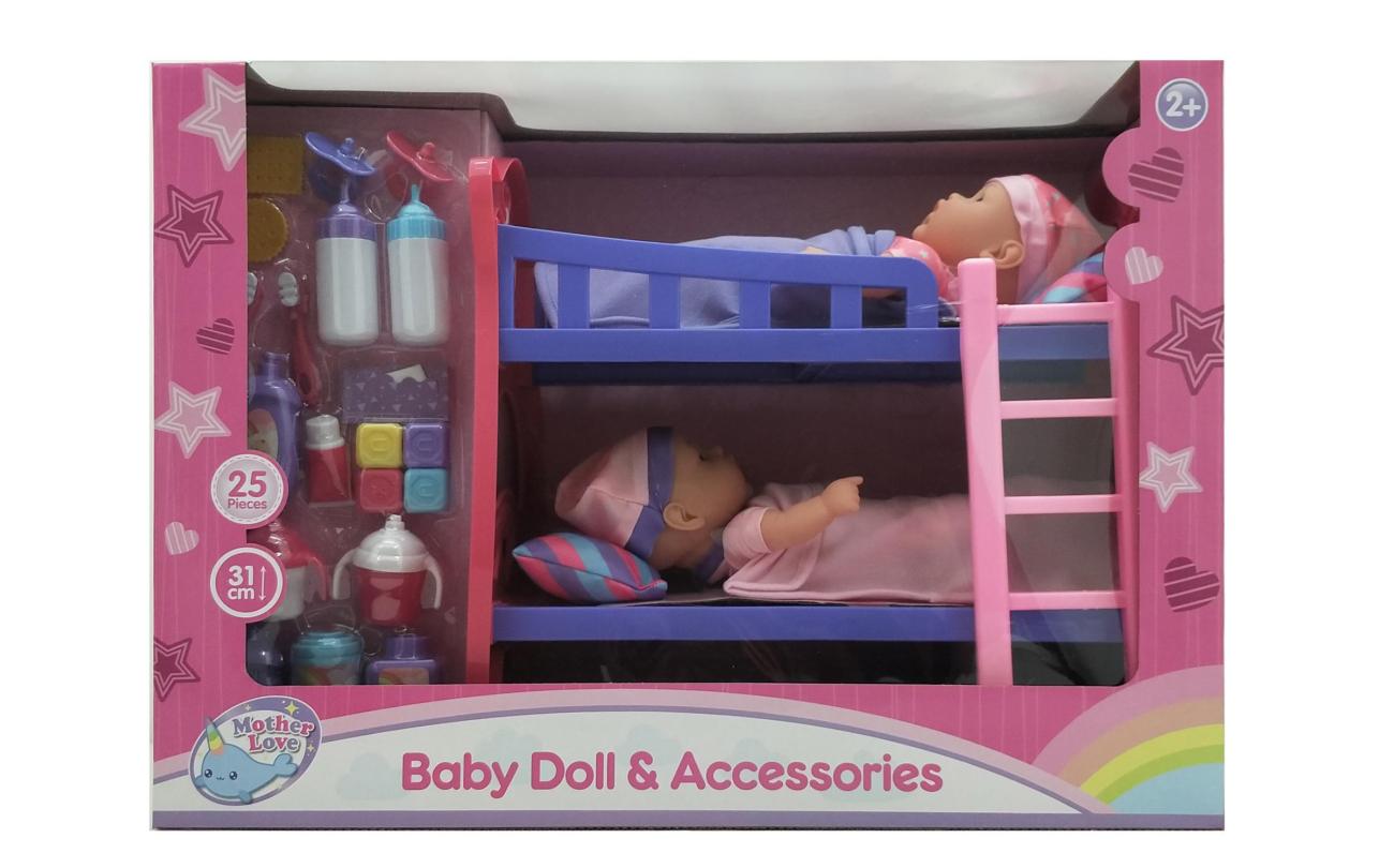 Bedtime stapelbed met 2 babypoppen en accessoires