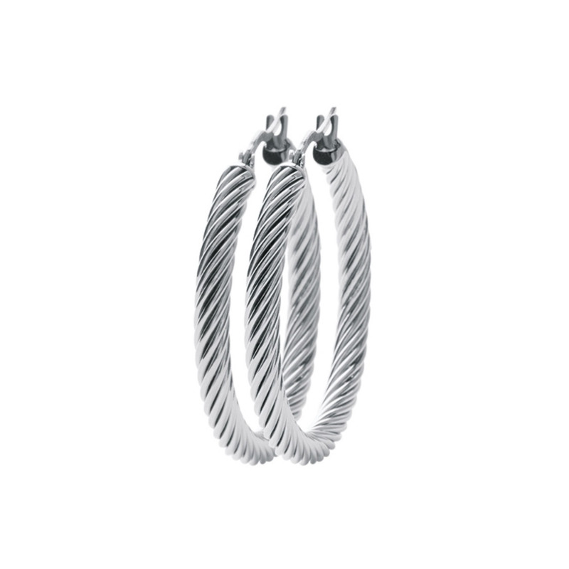 Boucles d'Oreilles Créoles Fantaisie Femme en Métal Argent