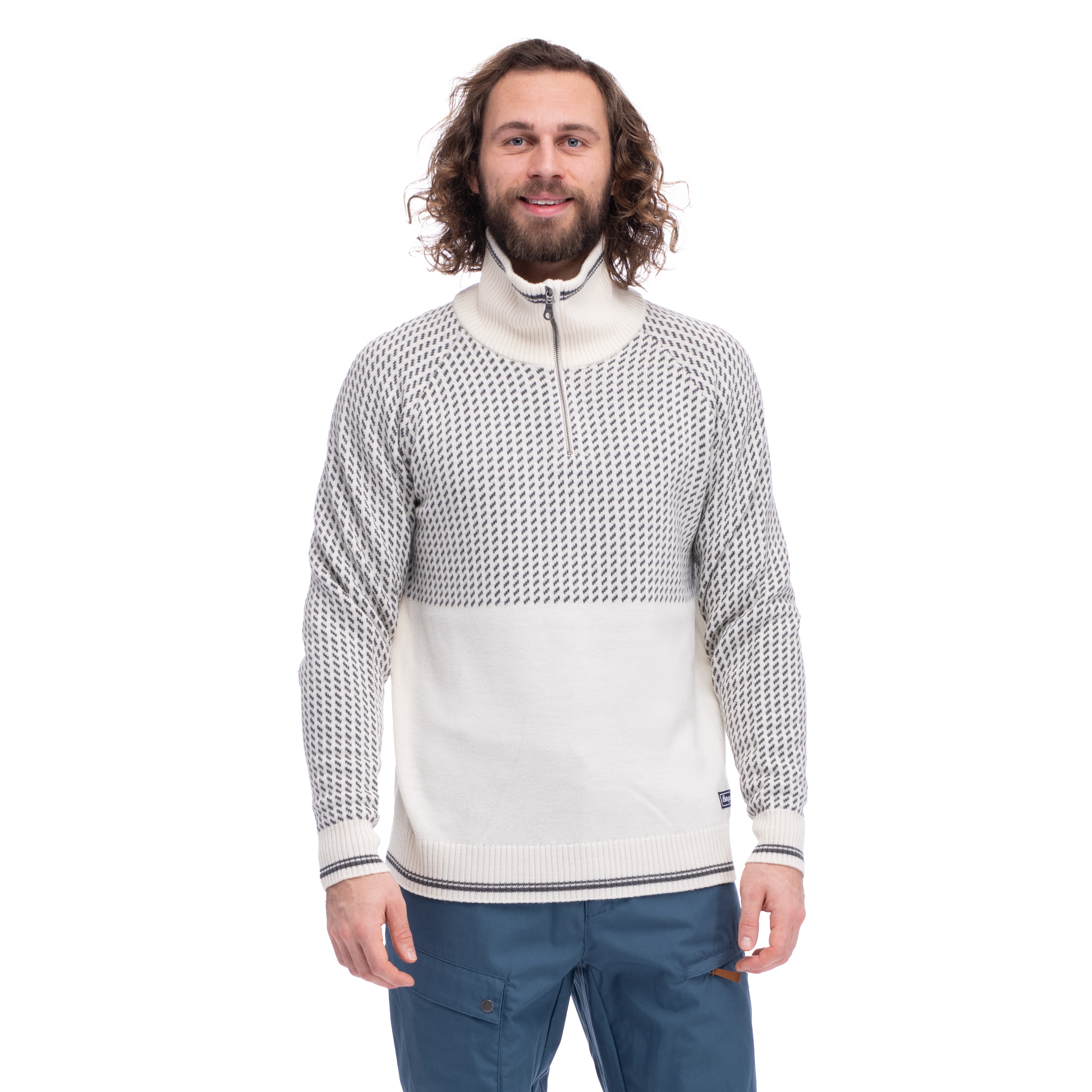 Alvdal Wool Half Zip Vanilla White / Solid Dark Grey