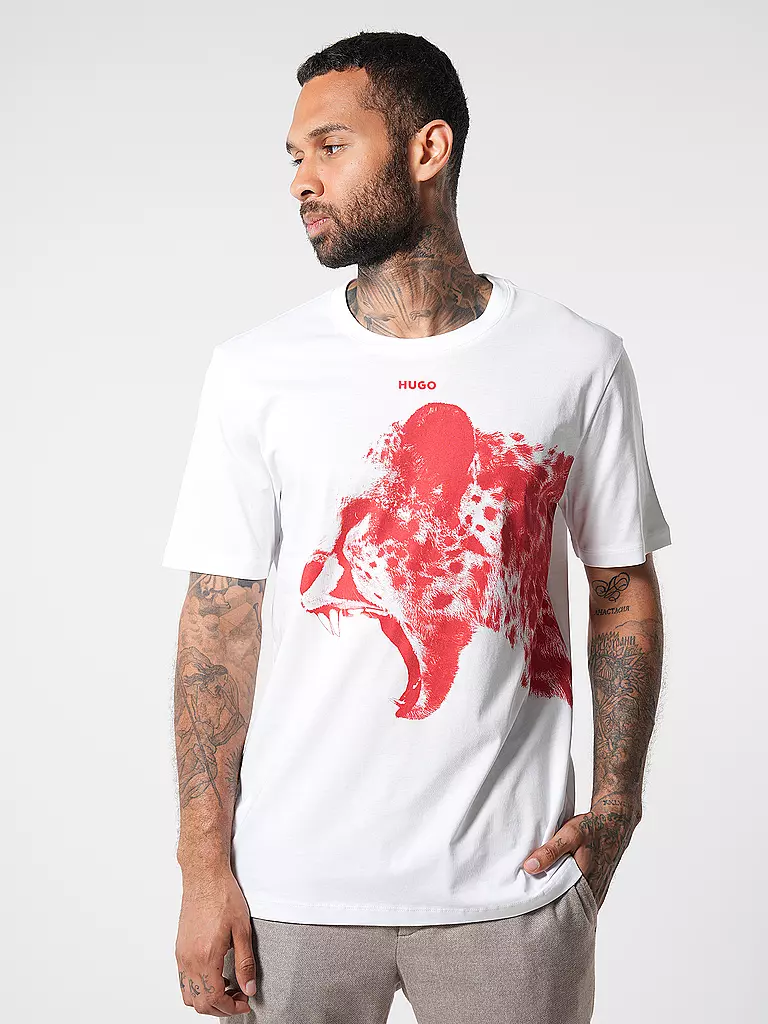 HUGO T-Shirt DIKOBRA weiss