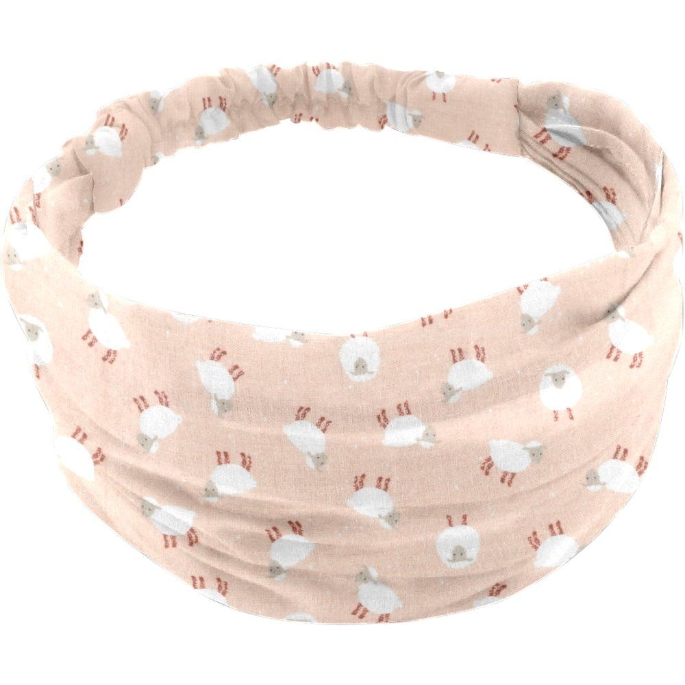 Bandeau Fichu Bébé Mouton Rose