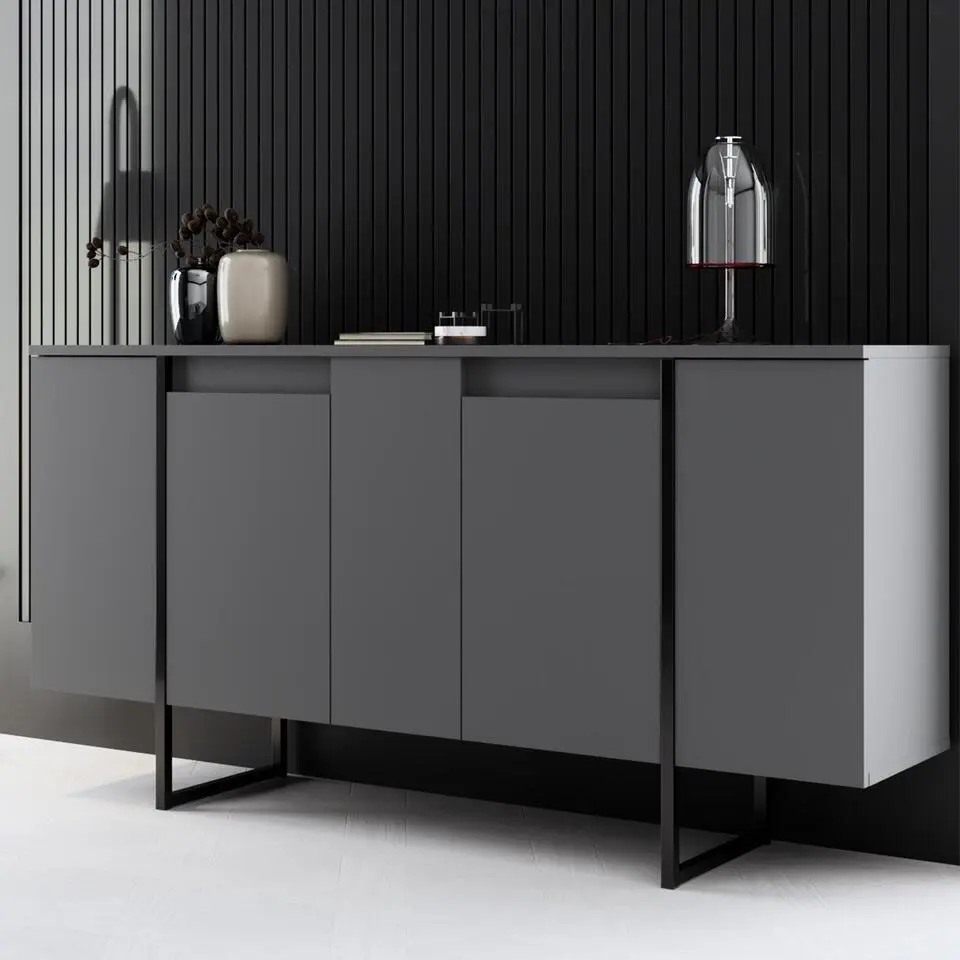 CALICOSY - Dressoir LUXE - Antraciet / Zwart - 80x160x35 cm