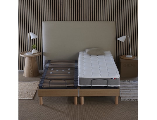 IDLITERIE - Matelas + Sommier 2 x 80 x 200 Ensemble électrique de relaxation chêne mousse hr35 2x80x200