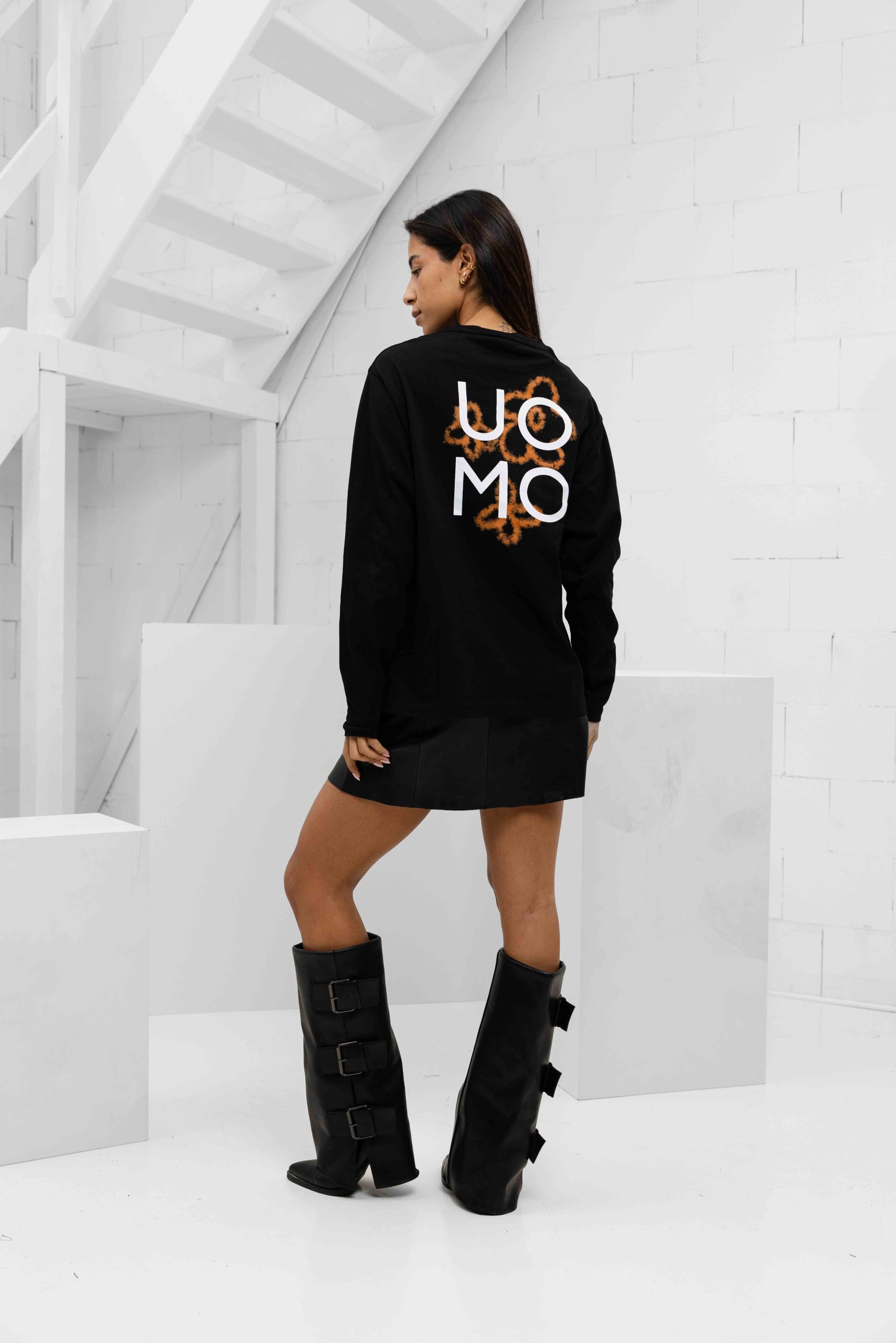 24 Uomo Flora 2.0 Longsleeve Shirt Dames Zwart/Oranje