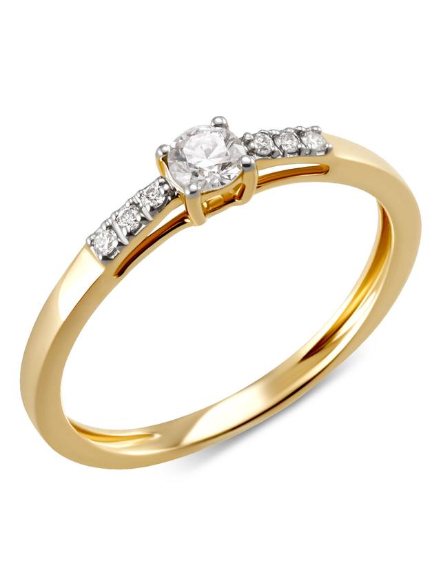 Cocktail-Ring, 7 Brillanten, 0,25 ct., SI, Gold 375