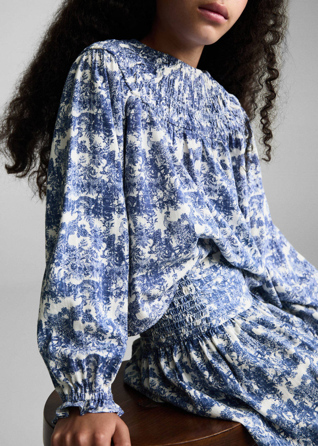 Mango Kids top met all over print blauw
