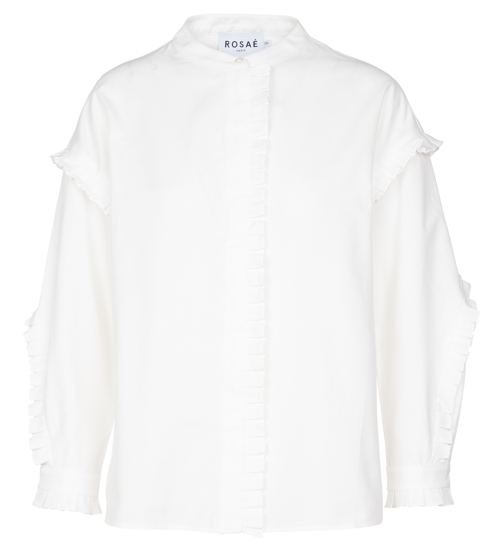 LE TOURVILLE - Chemise col rond volanté en coton bio| Blanc
