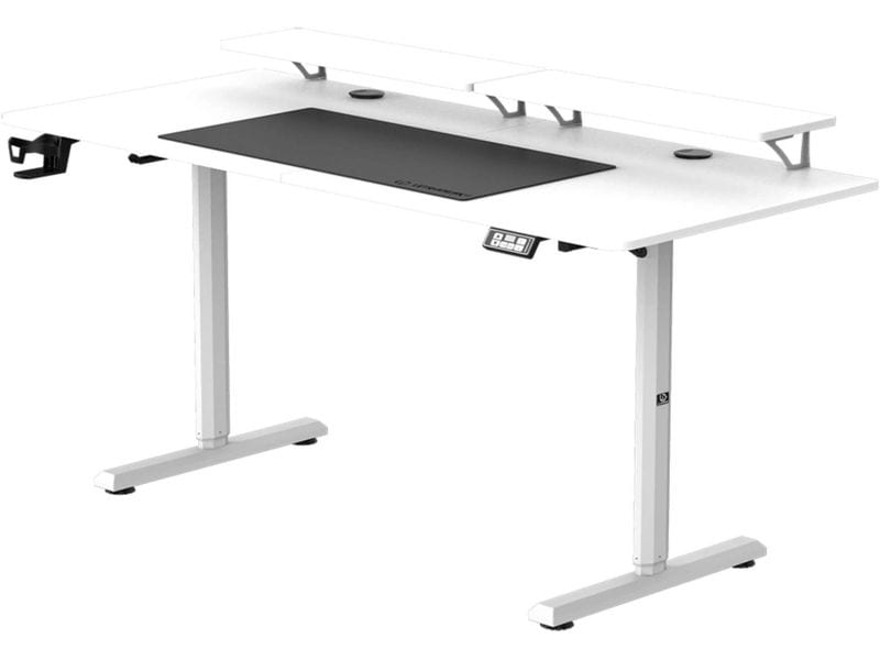 Ultradesk Gaming Tisch Higlander XXL Weiss Stabiler Gaming-Tisch für bis zu zwei Monitore