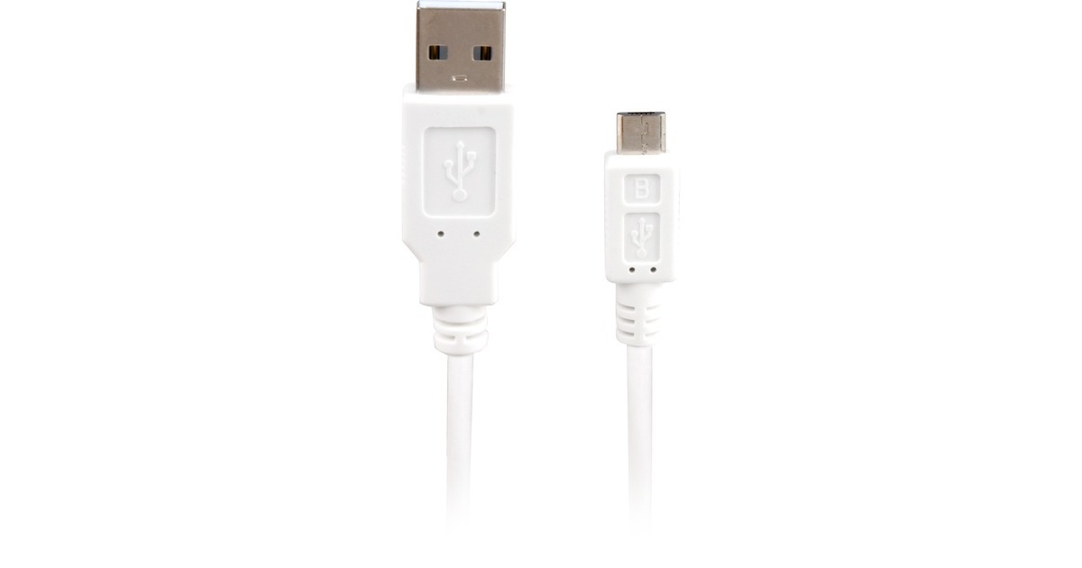 SharkoonUSB-A 2.0 > Micro USB-B kabel  (Wit, 1 meter)