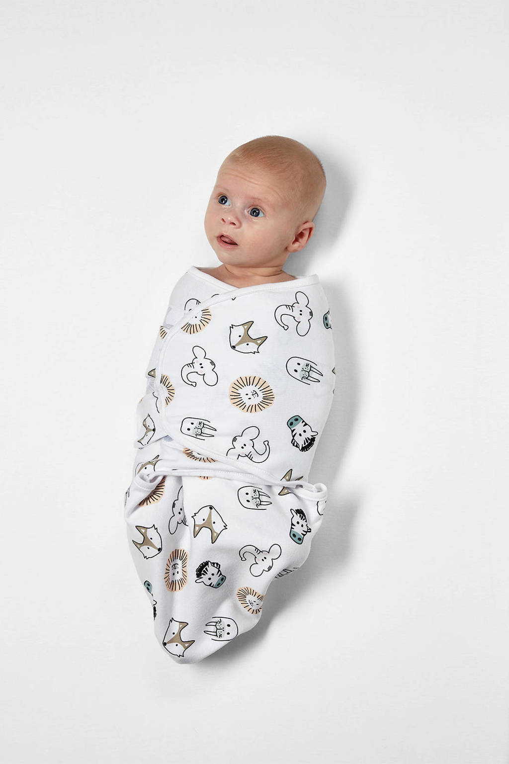 Ideaal als je baby onrustig slaaptswaddle 2-pack 0-3 mnd Animal/Uni wit
