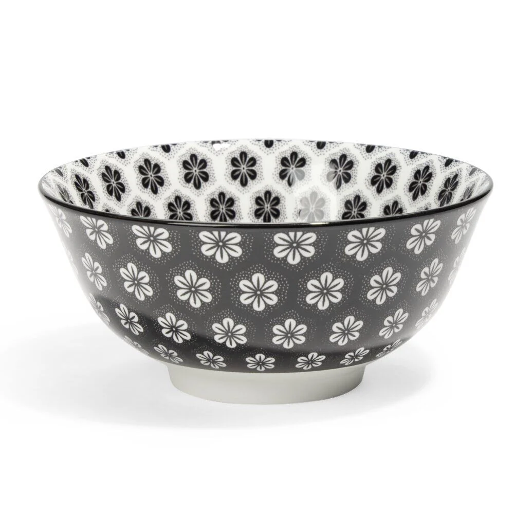Lot de 4 coupelles 300ml porcelaine Ø15cm noir et blanc