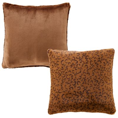 Housse coussin imitation fourrure léopard