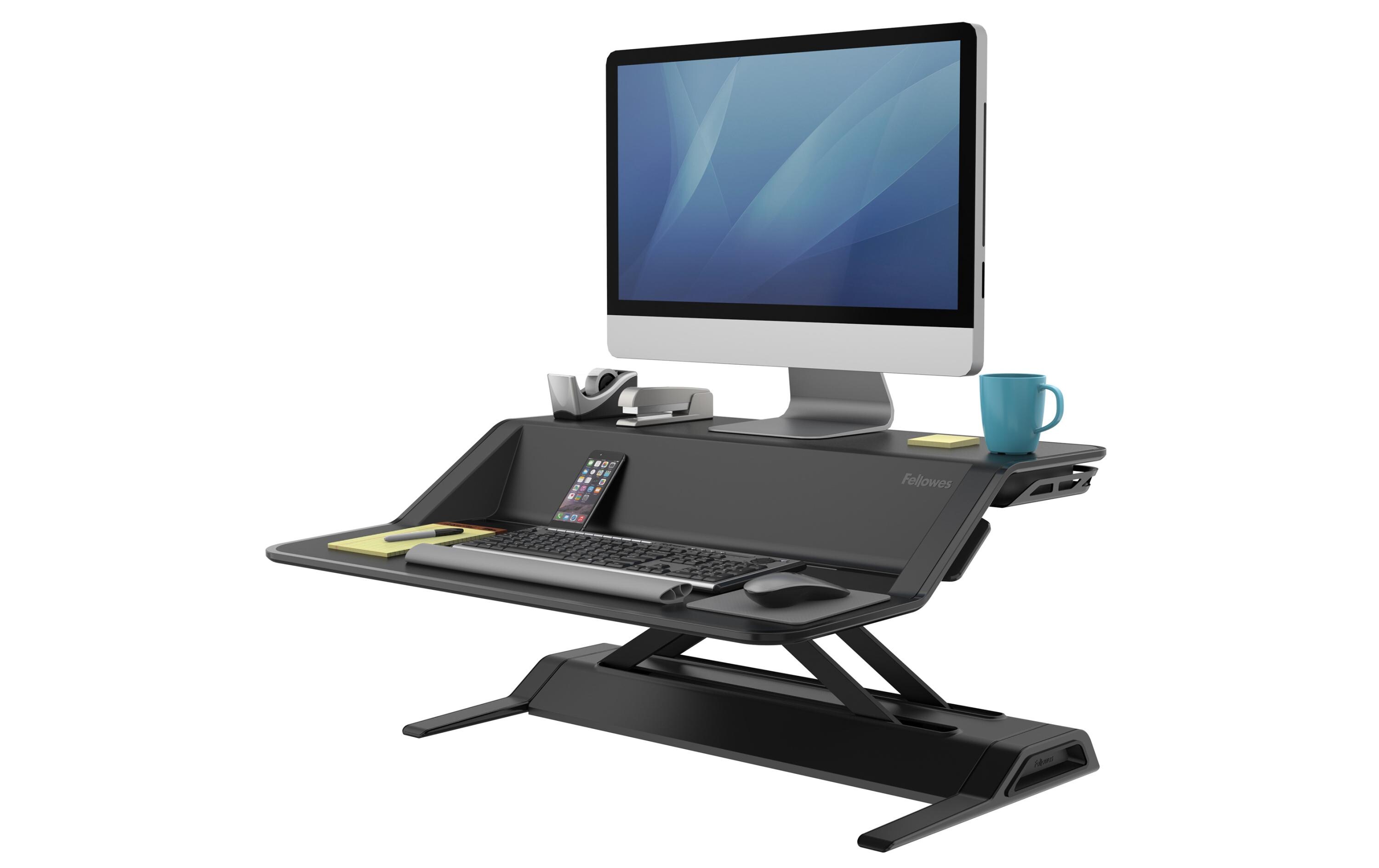 Workstation Lotus Schwarz<br>Sitz-Steh-Plattform