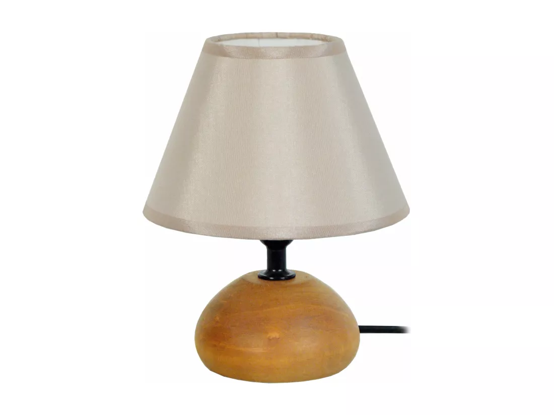 Lampe de chevet ovale bois foncé,marron 22 cm.