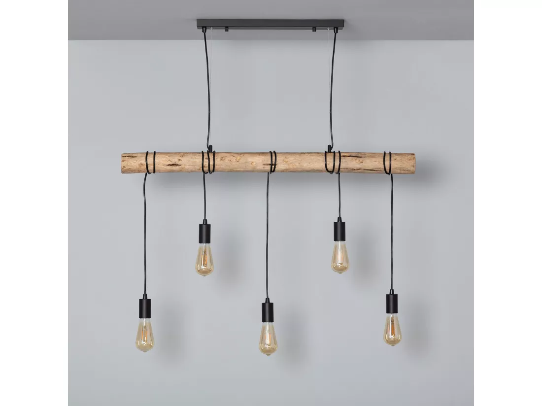 Suspension Métal et Bois Yagis Noir