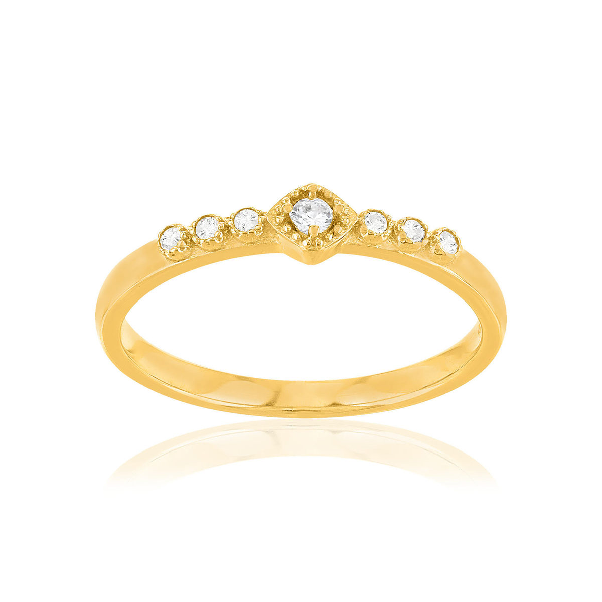Bague plaqué or jaune zircons