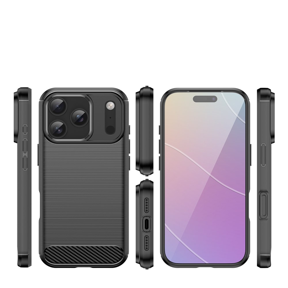 iPhone 17 Pro Gummi Case Schutzhülle Carbon Look - Schwarz