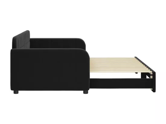 Lit de jour avec lit gigogne noir 90x200 cm velours