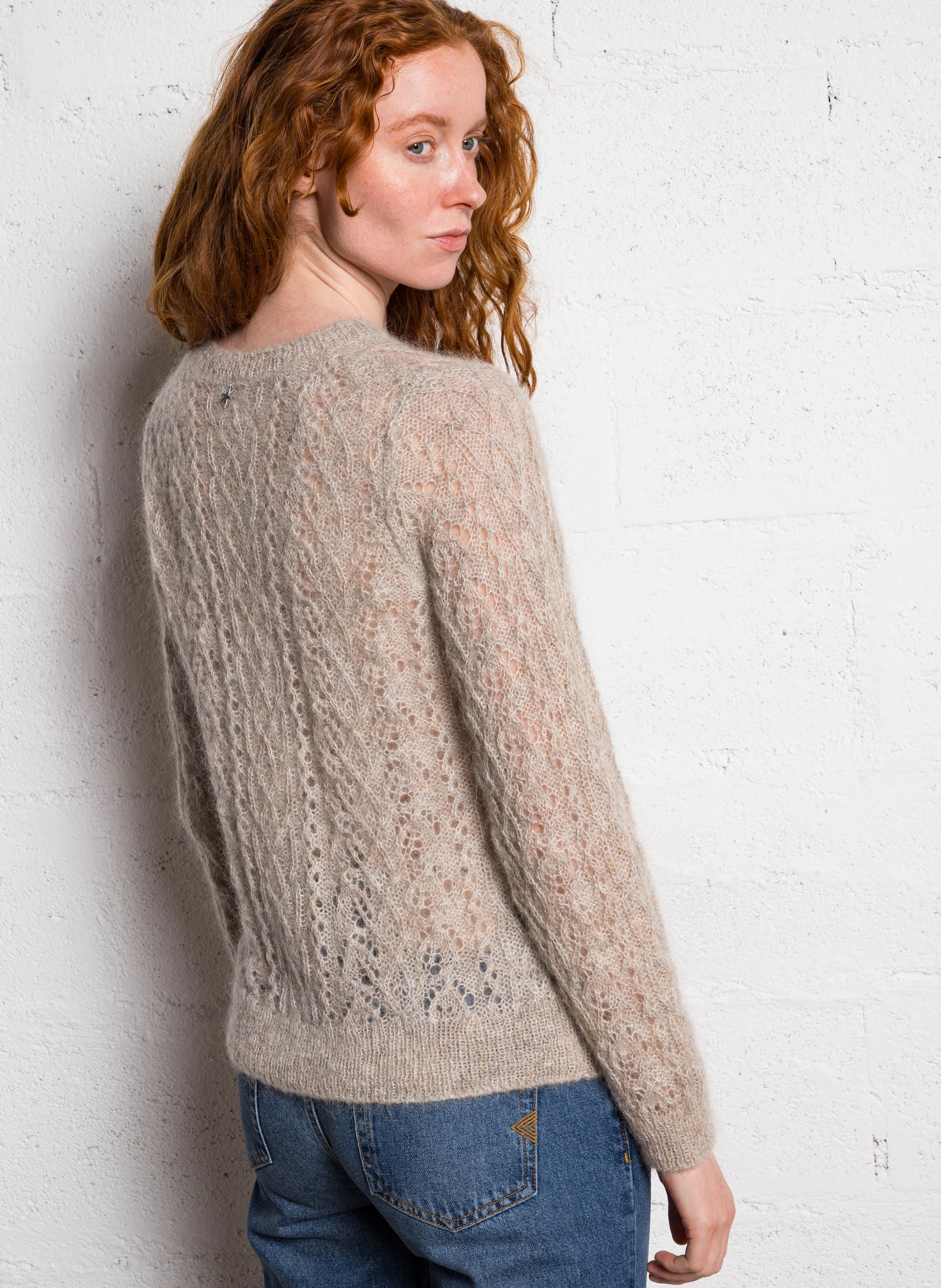 GYPSO - Cardigan ajouré en mohair et alpaga mélangés | Beige