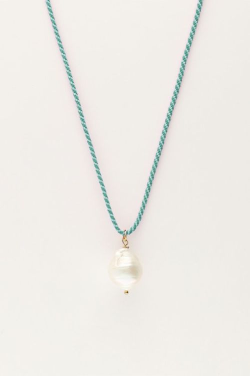 Sunrocks groene touwketting met parel