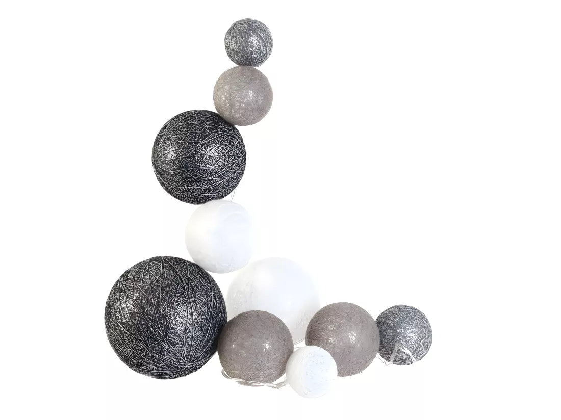 Guirlande lumineuse boules colorées 10 leds multi-tailles