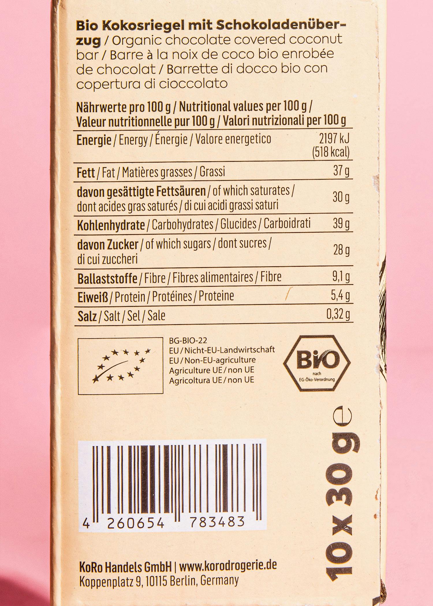 Bio Schoko-Kokos-Riegel 30 g