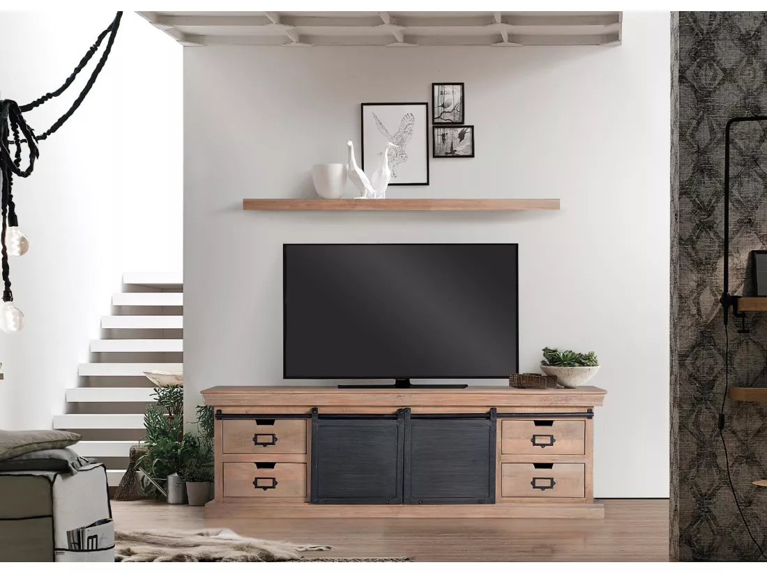 Meuble TV de style industriel. Multicolor.Giner y Colomer.55x40x170