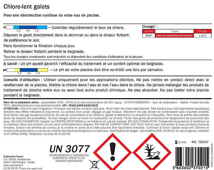 Traitement chlore-lent galets 10kg Diall