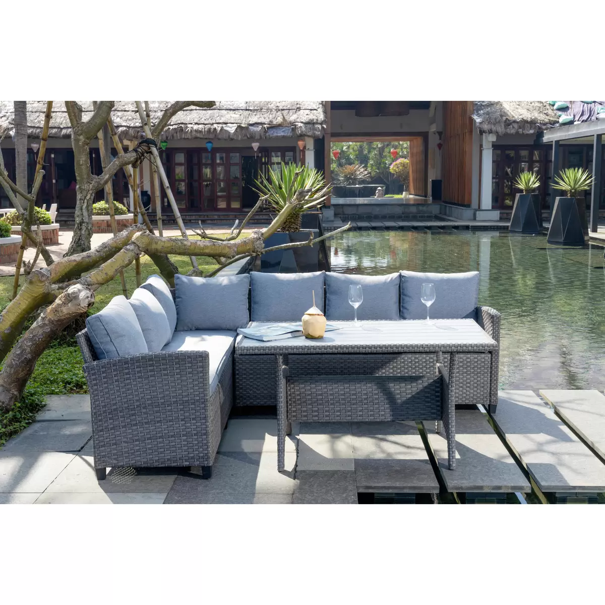 Ondega Gartenlounge Vipora 3-Teilig Links Grau