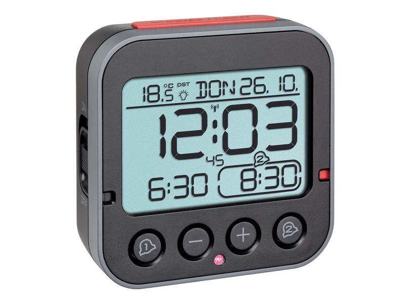 TFA Dostmann Funkwecker Bingo 2.0 Schwarz Digitaler Funkwecker