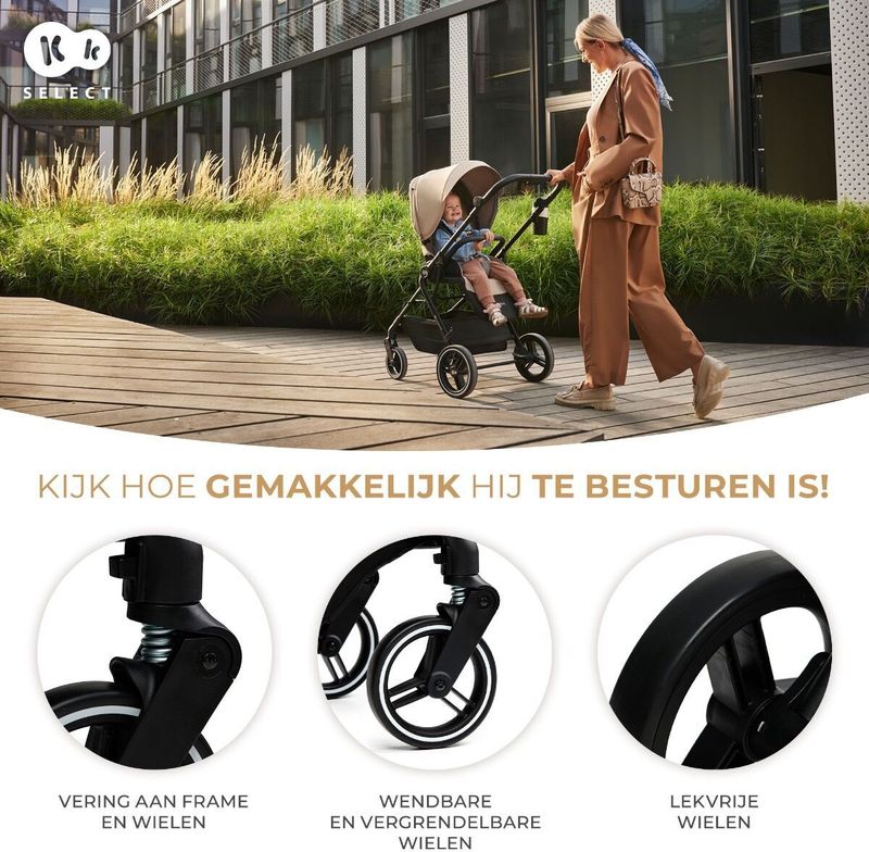 YOXI - Combikinderwagen 2-in-1 - Zwart - Waterdichte Kap - Geschikt vanaf Geboorte