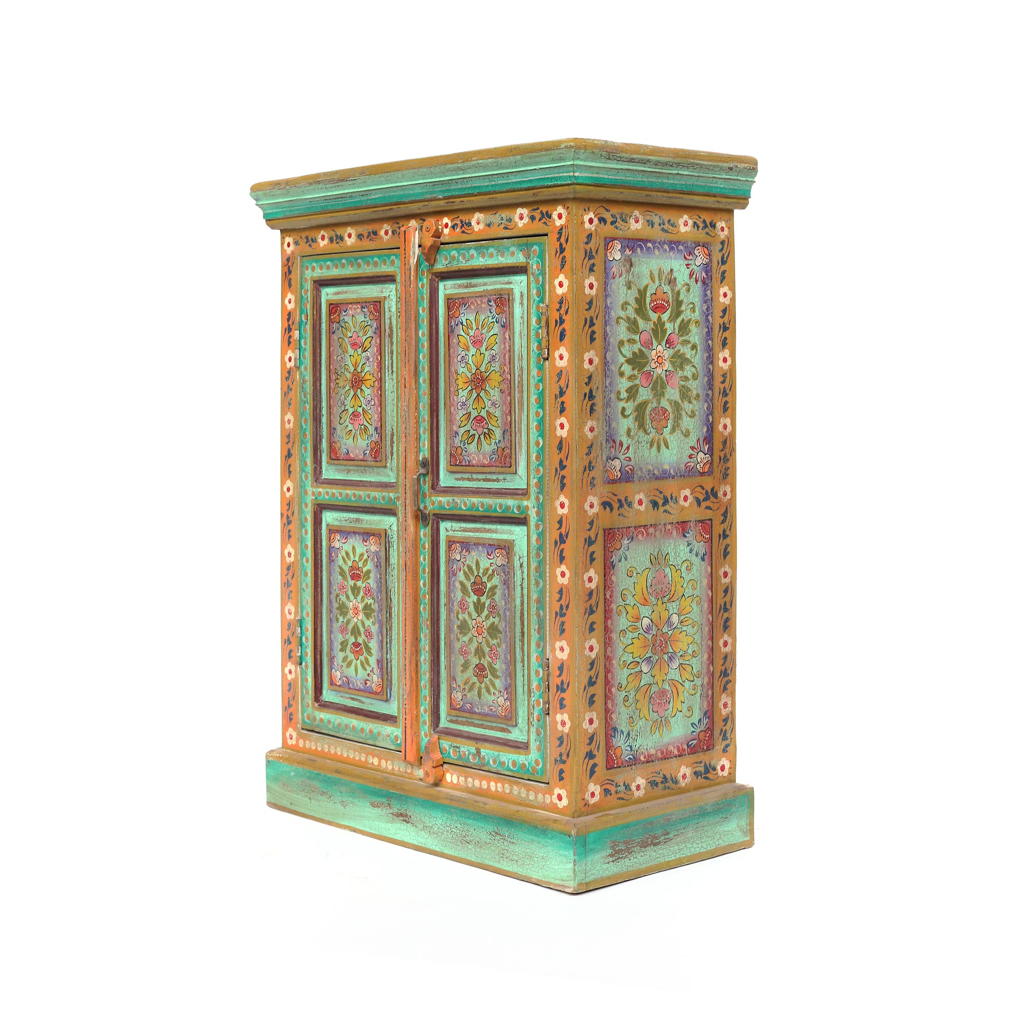 Schrank handbemalt, multicolor, H 92 cm, B 67 cm, L 35 cm von fischer's lagerhaus