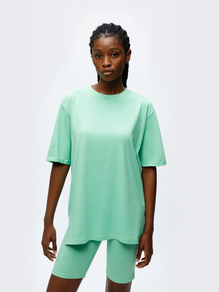 Camiseta oversized de manga curta - Verde menta