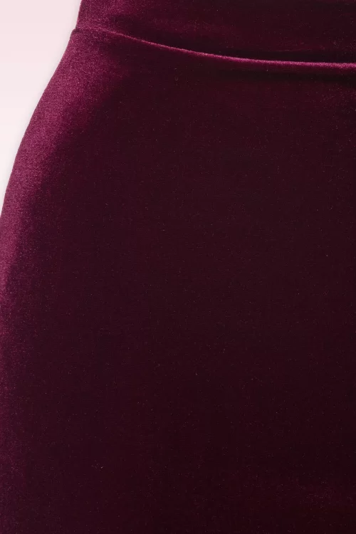 Vintage Chic for Topvintage Glendie Velvet pencil rok in bordeauxrood