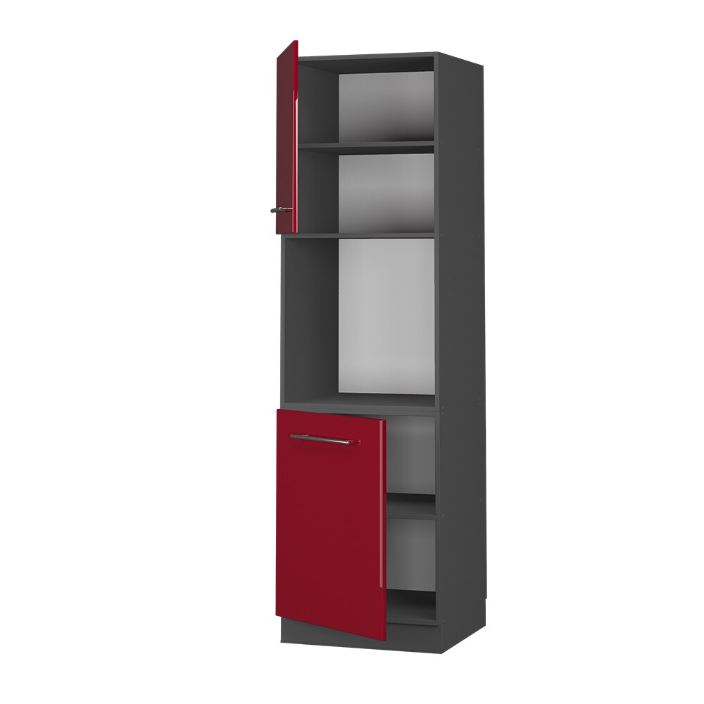 Vicco Herdumbauschrank Küchenschrank Küchenmöbel Fame-Line Anthrazit Bordeaux Rot60 cm modern Hochglanz Küche Einbauküche Blende Herdschrank Hochschrank Küchenzeile Drehtür Einlegeboden