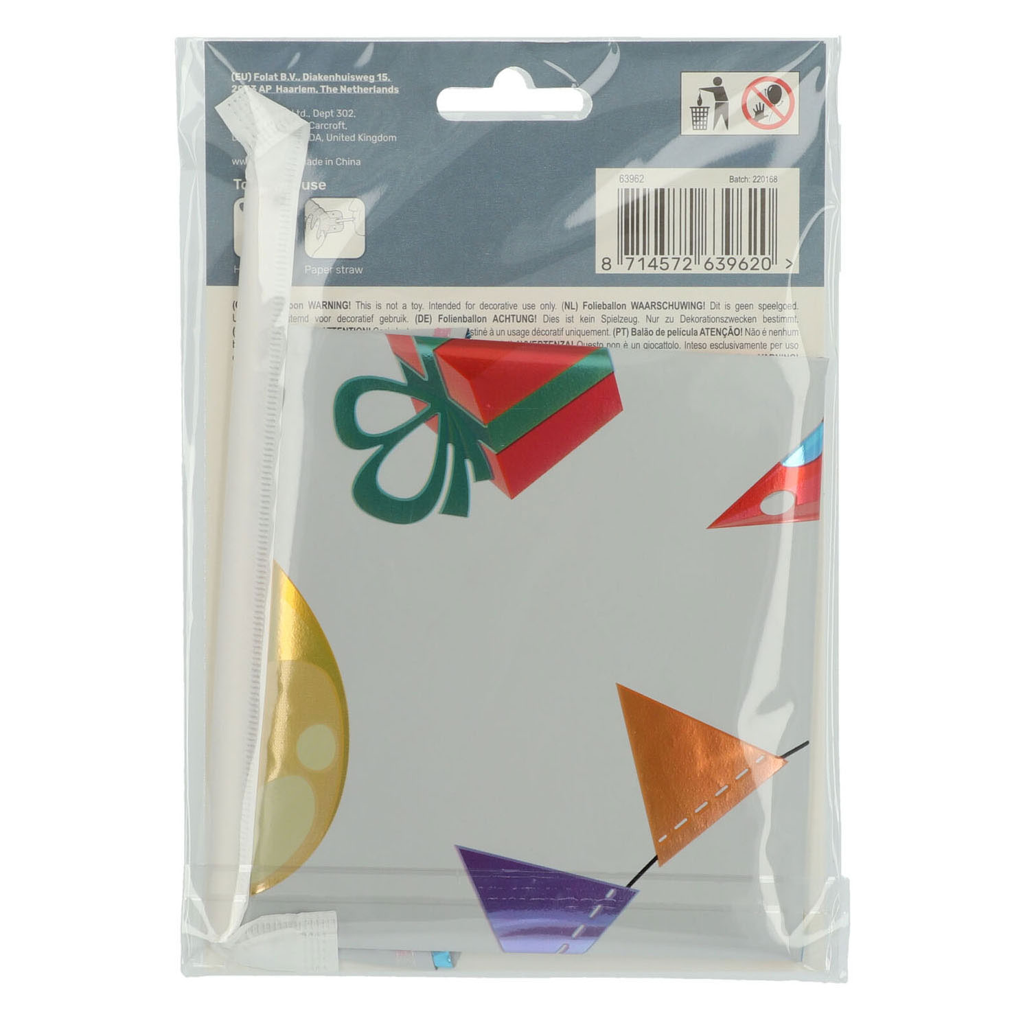 Staande Folieballon Joyful Party Cijfer 2 -72cm