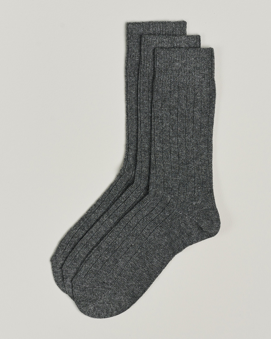 Amanda Christensen 3-Pack Supreme Wool/Cashmere Sock Grey Melange