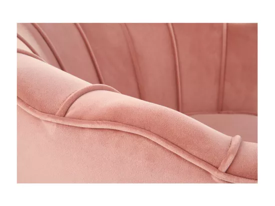 Canapé Coquillage en velours rose avec pieds dorés en métal CAPRICA XL