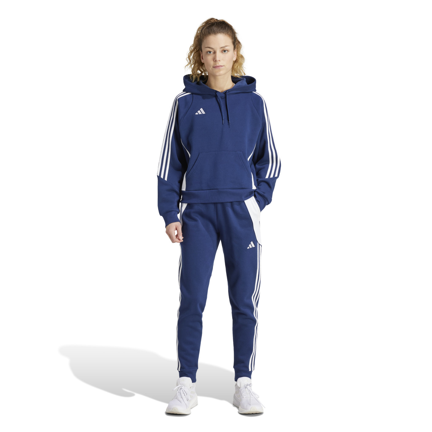Adidas Tiro 24 Hoodie Dames Donkerblauw Wit