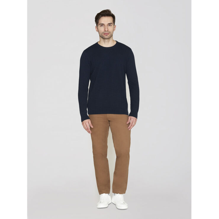 Knowledge Cotton Apparel VAGN regular bubble knit crew neck - Regenerative Organic Certified - Blå