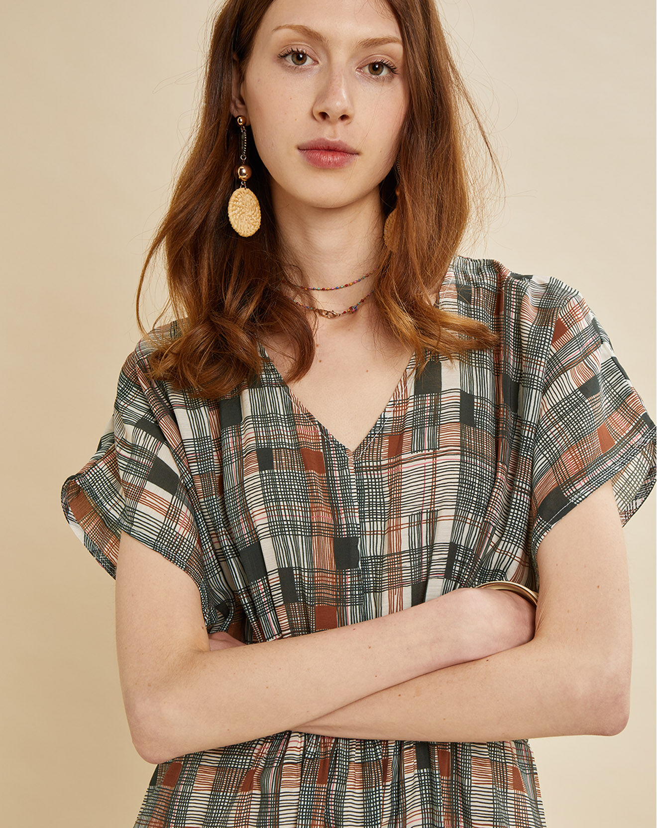 Chloé Stora Robe Milly imprimée kaki