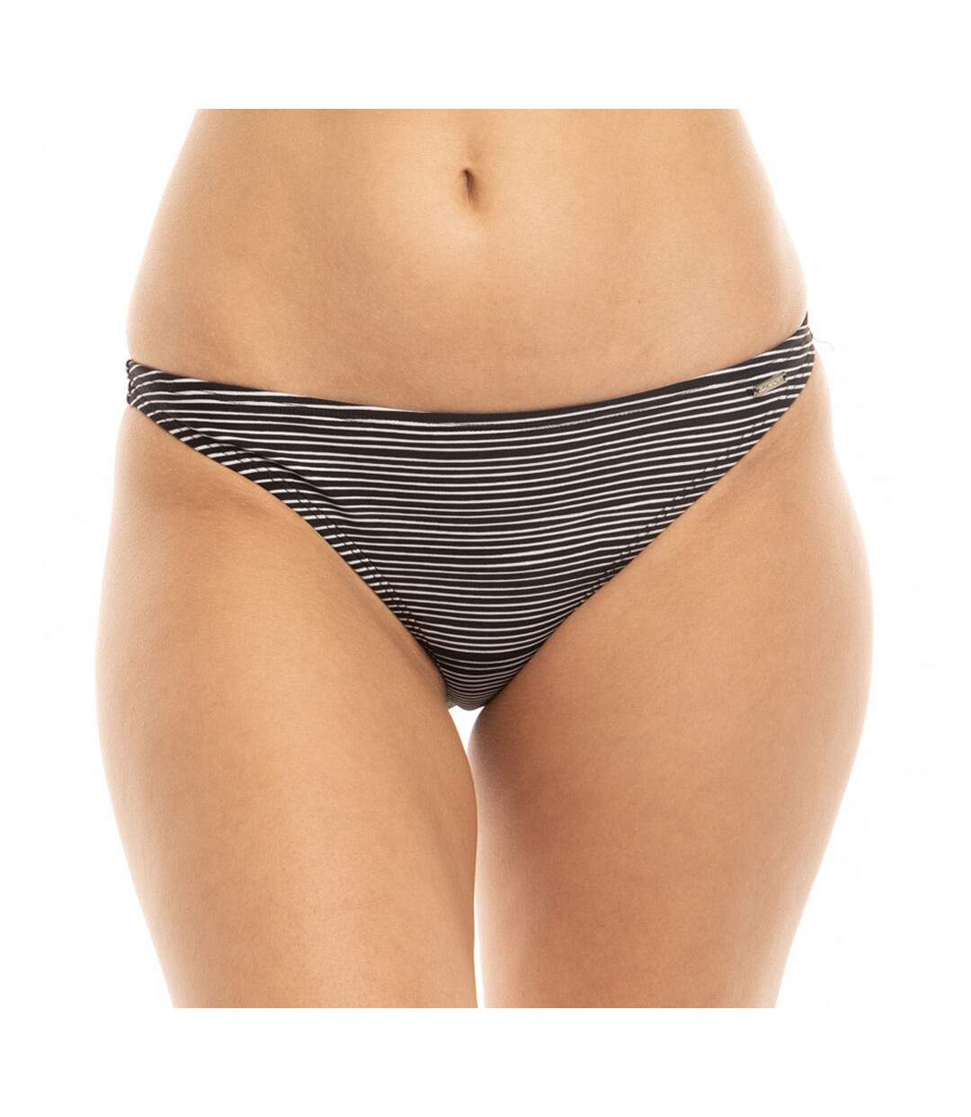 Bas de Bikini Noir/Rayures Femme Sun Project Tanga