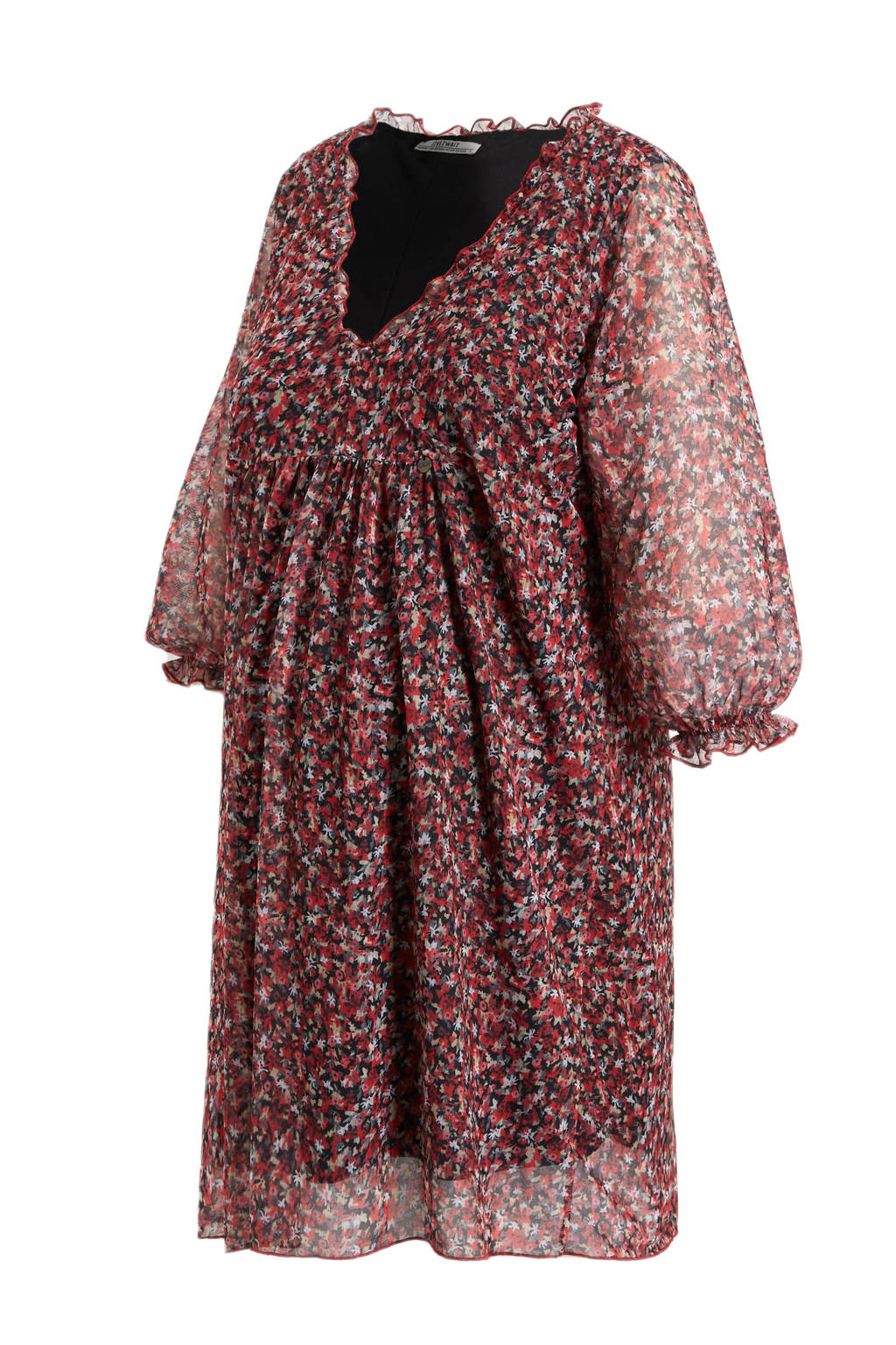 LOVE2WAIT semi-transparante zwangerschapsjurk met all over print rood/zwart/wit