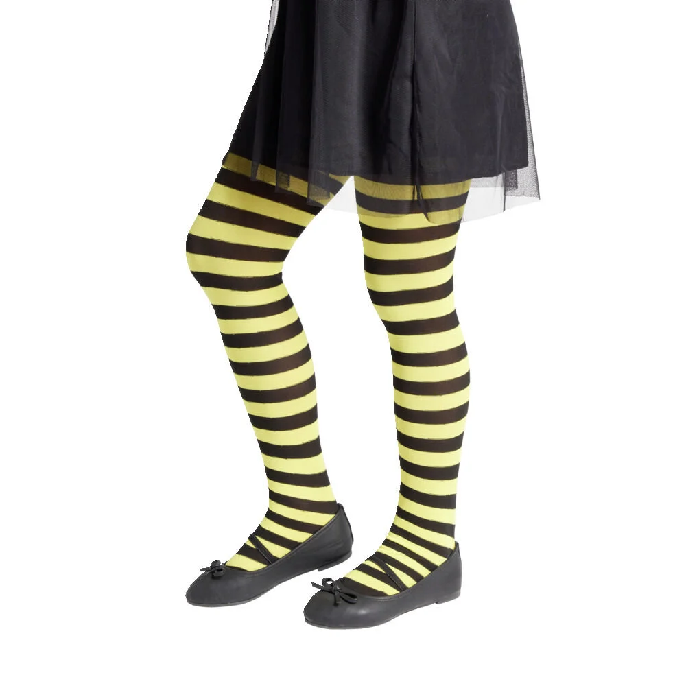 Collant enfant motif abeille rayure jaune et noir Taille unique L65cm