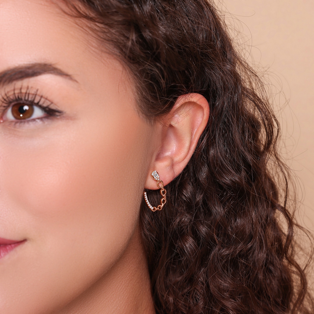 Ohrstecker 750/18 K Roségold mit Diamanten 0.26 ct H/si