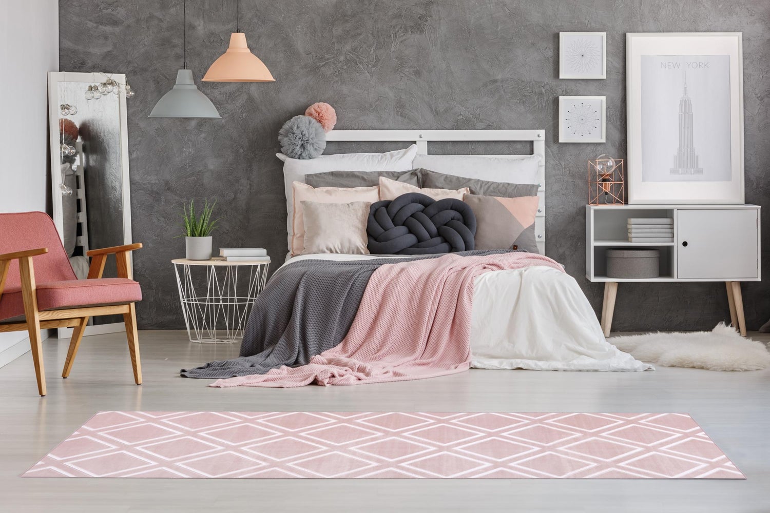 Kortpolig vloerkleed Blissique Pink Modern, Klassiek 120 x 170 cm