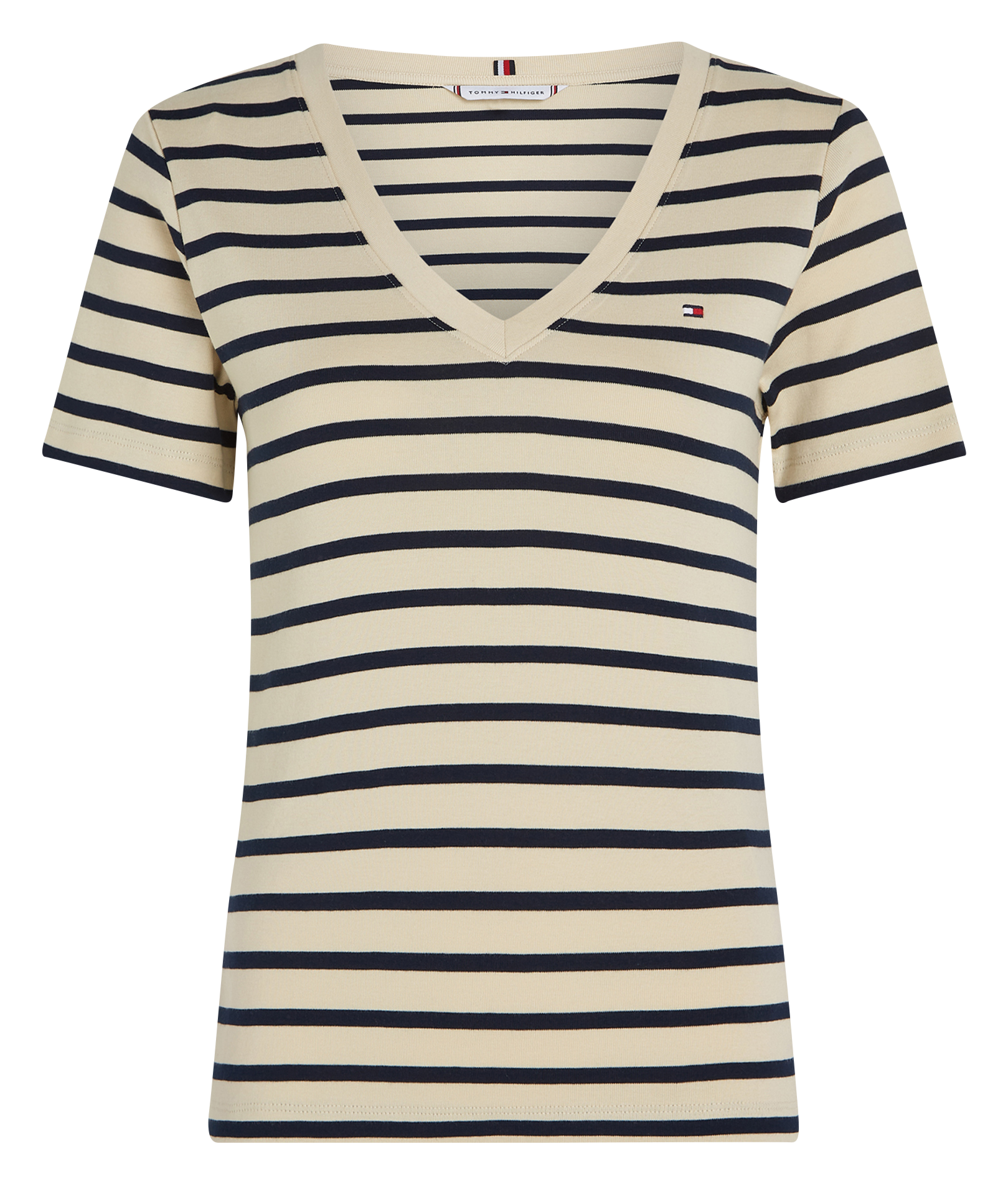 Tee-shirt ajusté col V en coton | Blanc
