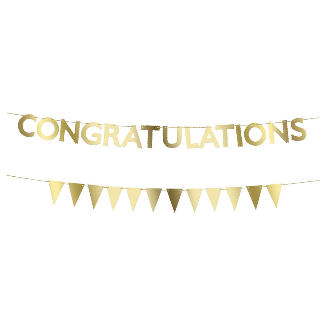 Meri meri slinger congratulations - goud - mini